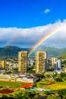 Colorful double rainbow, Honolulu, Oahu, Hawaii. Art Print